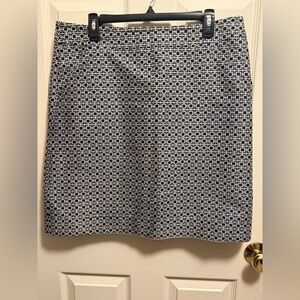 Banana Republic Navy and White Geometric Pencil Skirt